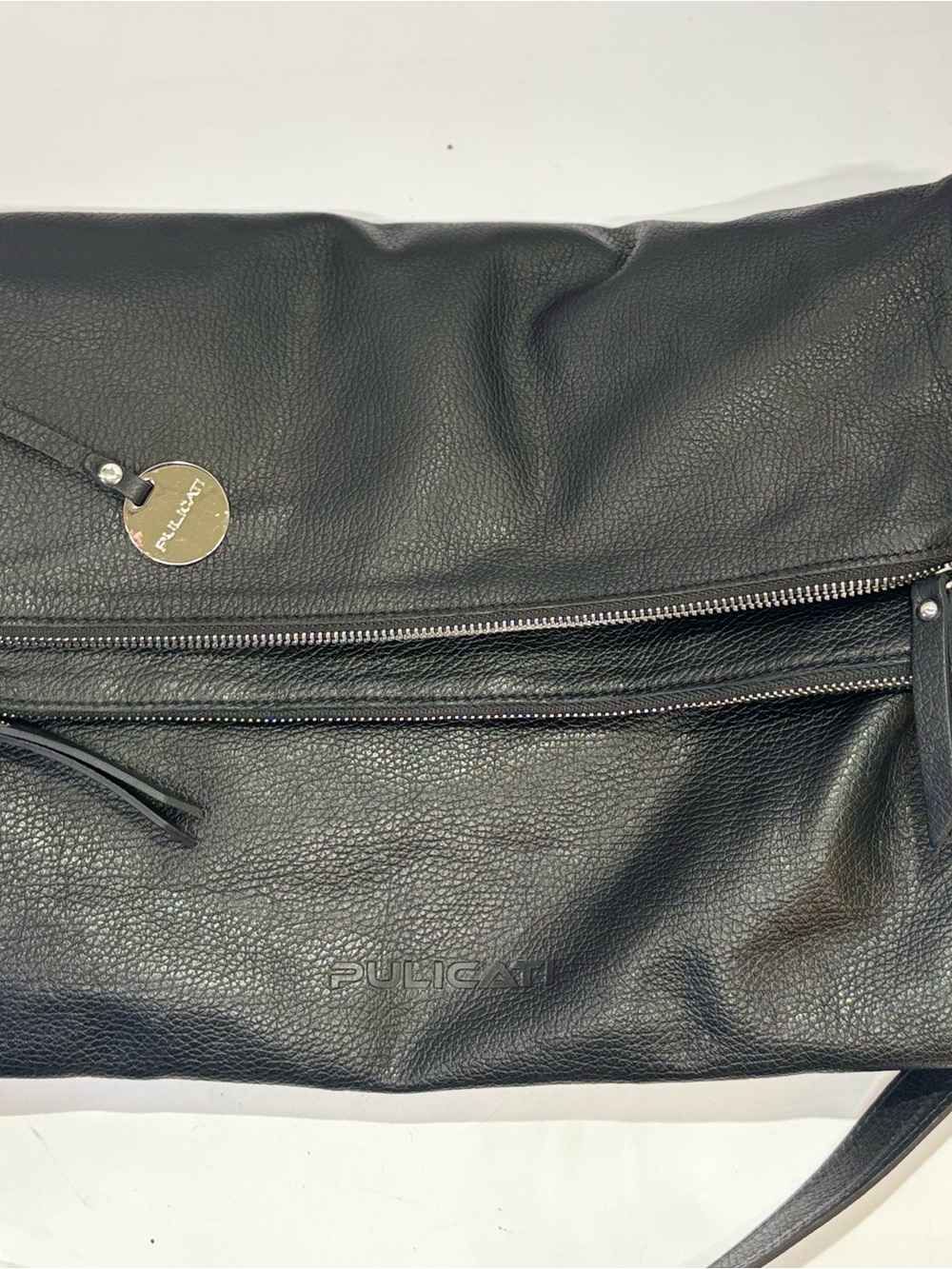 Pulicati Firenze Genuine Soft Leather Large Foldover Messenger Crossbody Bag